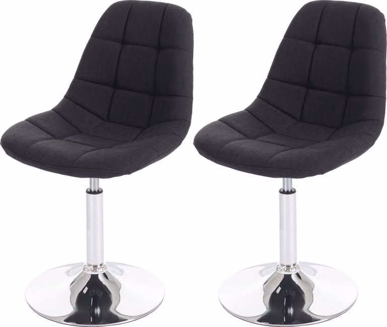 set di 2 sedie da pranzo HWC-A60, sedia girevole, cromo ~ tessuto grigio scuro