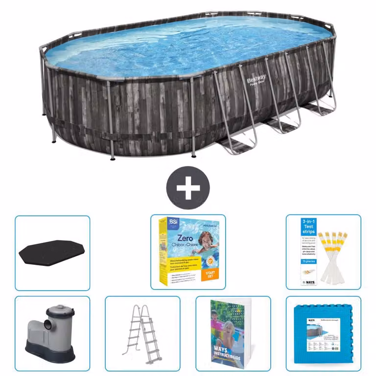 Bestway Power Steel, piscina ovale - 610x366x122 cm - composta da 6 parti, modello S566