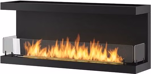 Caminetto a Bioetanolo da Incasso Infire C1200 V.3 Design con Vetro Aperto su 3 Lati, Nero, L: 120 cm, P: 50 cm, H: 30 cm