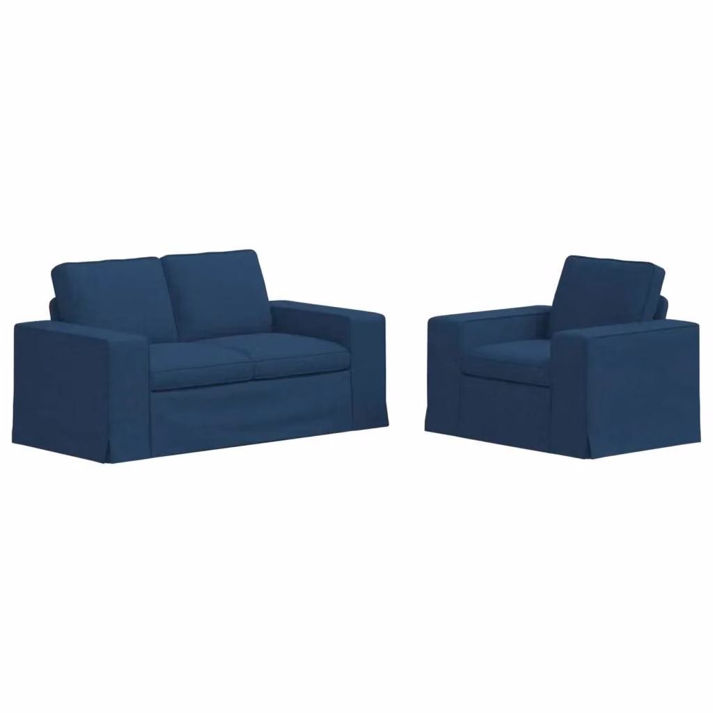 Set di 2 divani vidaXL moderni in tessuto blu con struttura in metallo L/P/H: 182 x 80 x 82 cm – 2