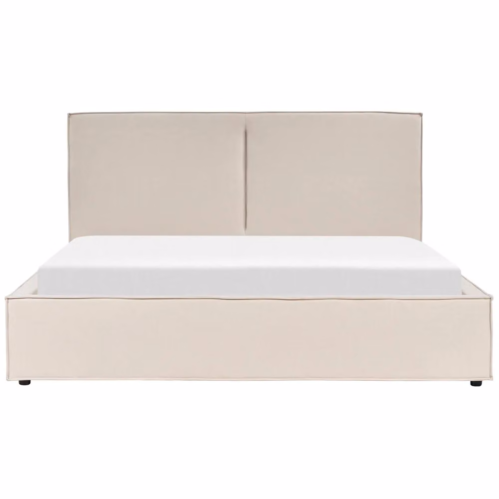 Letto King Size con Contenitore Beliani Beige con Rivestimento in Tessuto e Telaio a Doghe L/P: 180 x 200 cm – 2
