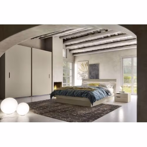 Letto matrimoniale fisso o con contenitore con testata illuminata Time Led
