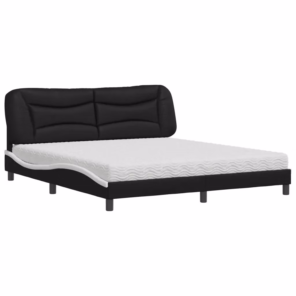 Letto con Materasso Hvar vidaXL in Similpelle Nero e Bianco L/P: 180 x 200 cm – 2