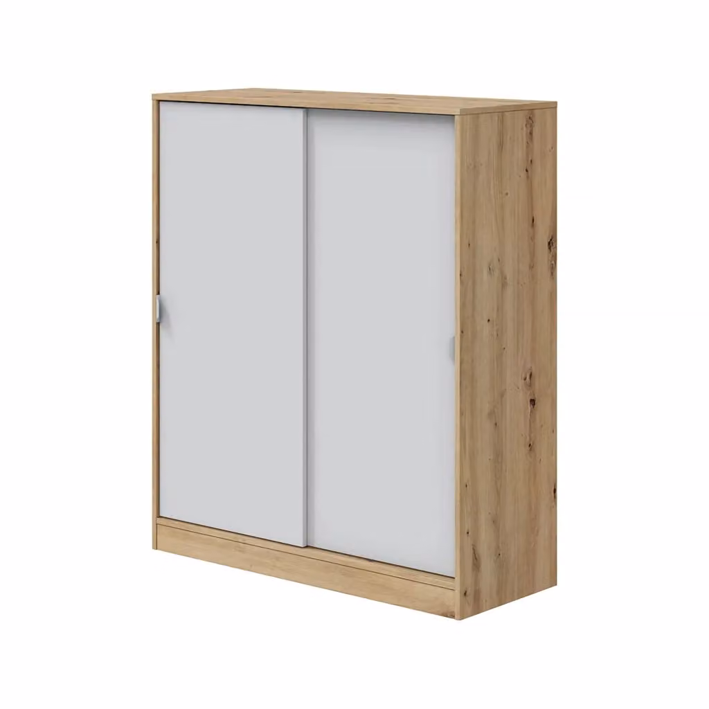 Armadio DMORA per camera da letto moderno con ante scorrevoli e ripiani interni, colore marrone rovere e bianco, L: 40 cm, H: 119 cm, P: 30 cm – 2