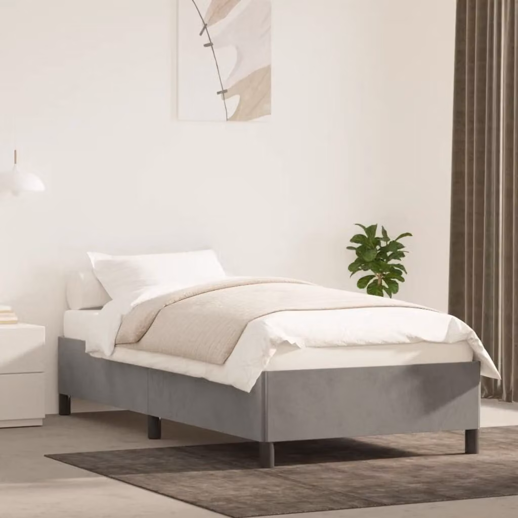 The Living Store Struttura letto grigio chiaro 80x200 cm in velluto