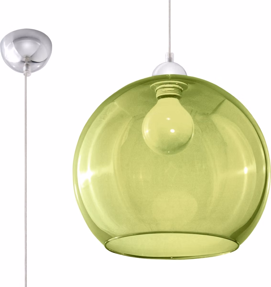 Lampada a sospensione ROTUND cromata-verde 1xE27x60W vetro, dimensioni: 80x30x30 cm, IP20, Pure Lume