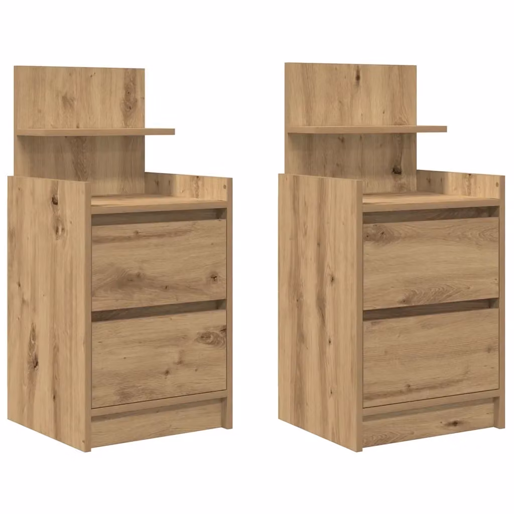 Set di 2 comodini con 2 cassetti vidaXL in legno marrone L/P/H: 38 x 34 x 80 cm – 2