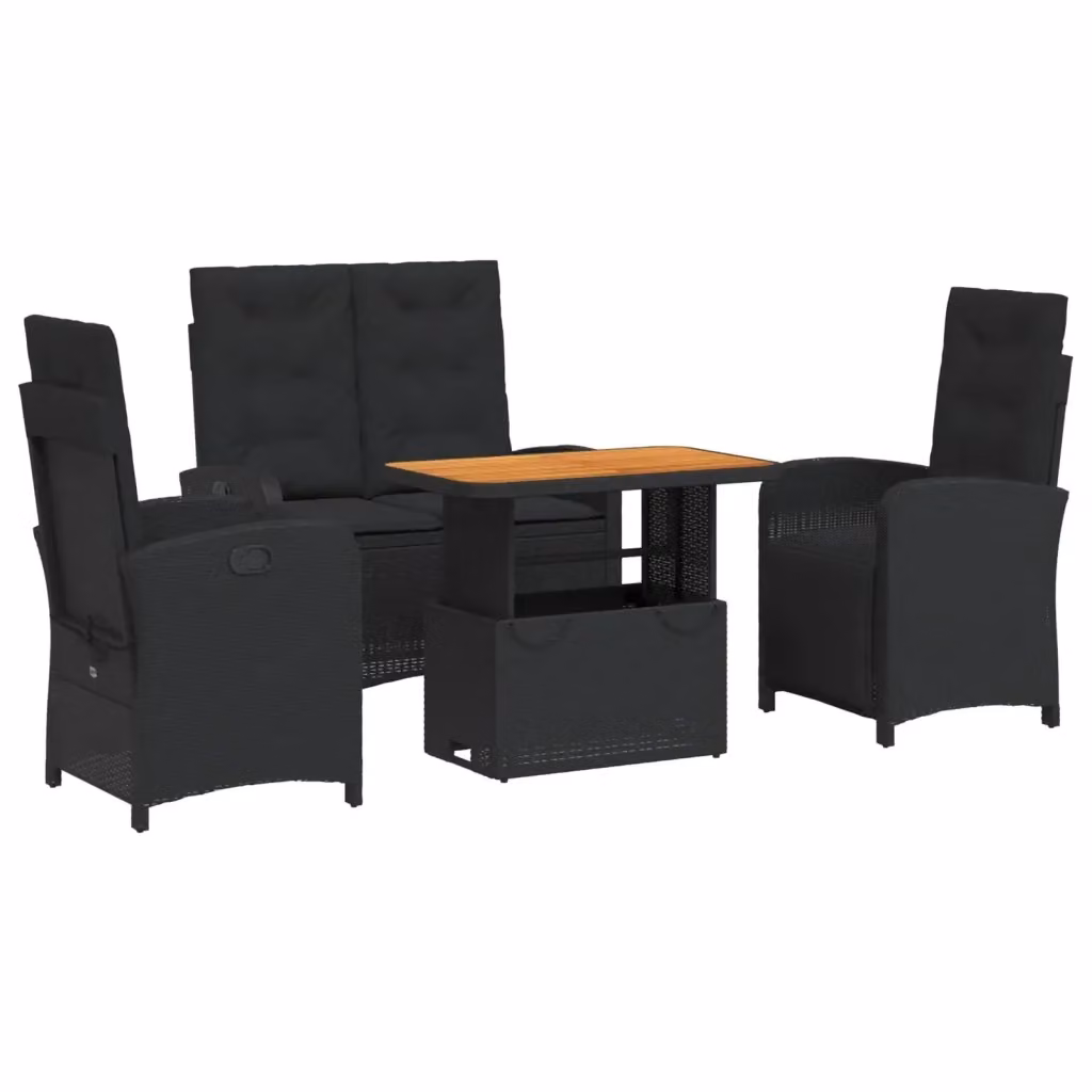 Set da Pranzo da Giardino Moderno vidaXL in Legno di Acacia Oliato Nero e Marrone con 4 Sedute – 2