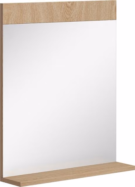 Specchio da bagno da parete con mensola HOMCOM in rovere, H 60 x L 50 x P 12 cm