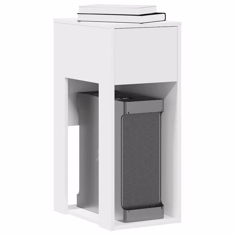 vidaXL Supporto a Torre per Computer con Cassetto Bianco L 30 cm, P 44 cm, H 74 cm