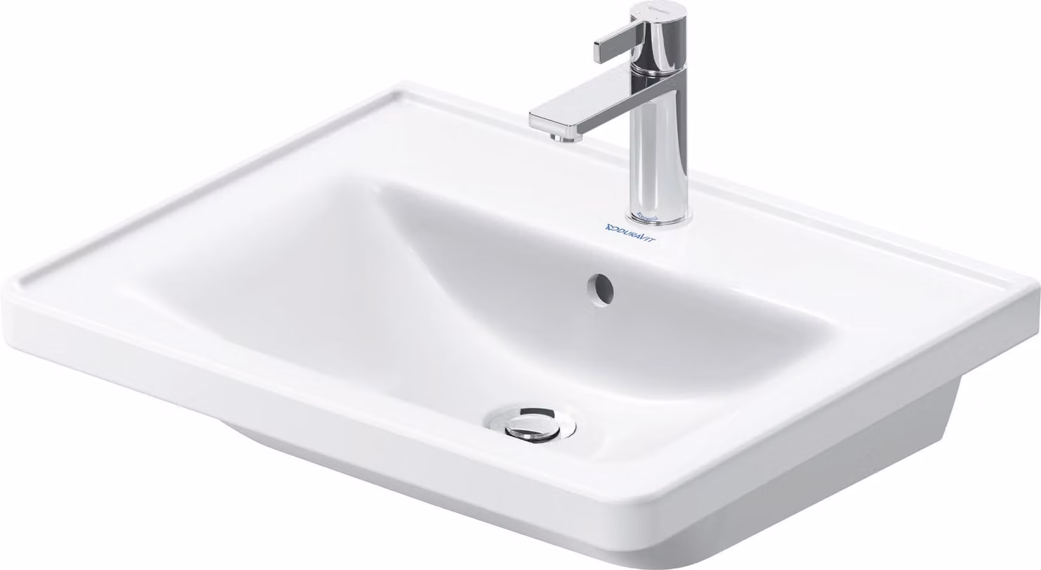Duravit D-Neo lavabo, 600x480mm, 1 trou pour robinet, avec trop-plein, blanc brillant, 2367600000, 2367600000