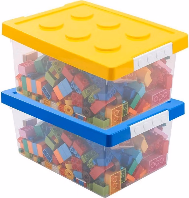 Greentainer scatola portaoggetti camera dei bambini giocattoli set di 2 impilabili blu giallo