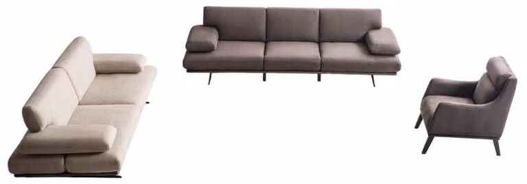 Elegante Grau-Beige Couchgarnitur 2x Polstersofas Designer Sessel