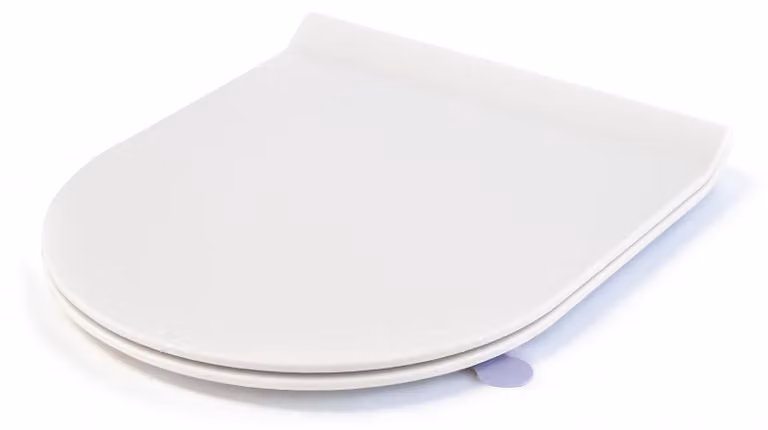 Copertura per WC a forma di D, con sistema di chiusura ammortizzata e realizzata in Duroplast