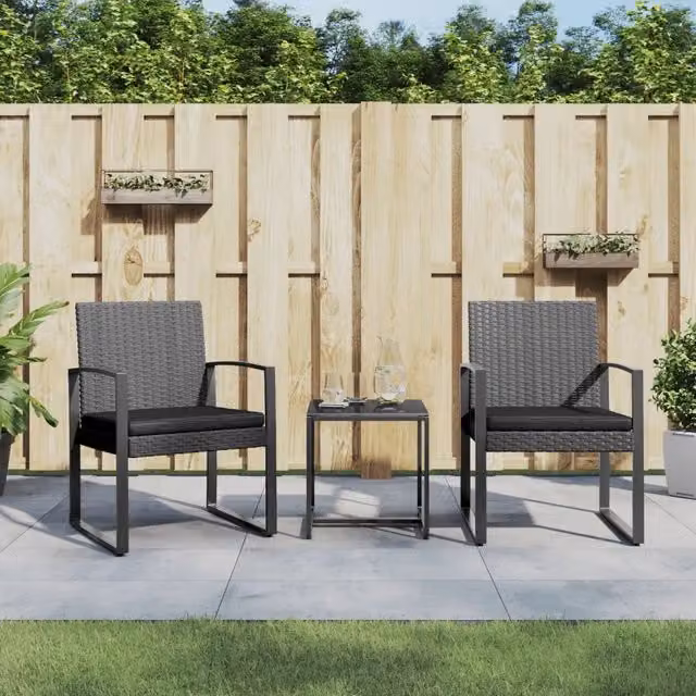 Set da pranzo da giardino moderno vidaXL in metallo e vetro color antracite – 1