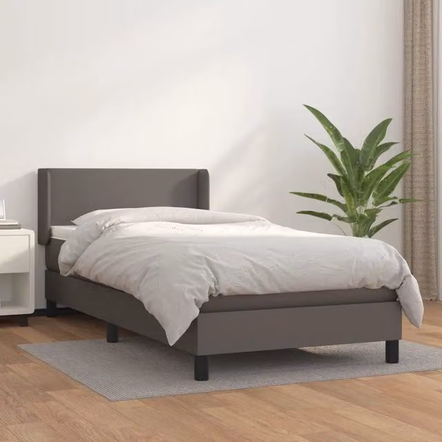 Giroletto a Molle con Materasso-Struttura Letto Grigio 100x200 cm in Similpelle 791981