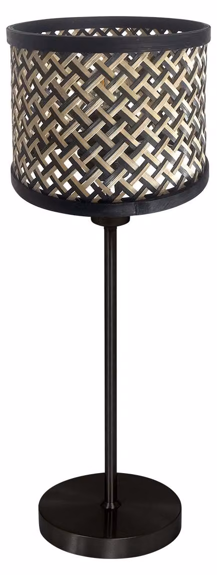 Lampada da tavolo - naturale nero - NOOR - bambù metallo - lampada da comodino - E27 - 4420ZW - Mexlite
