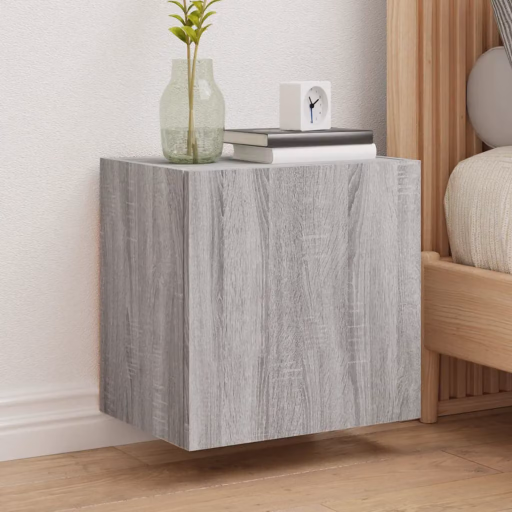 Mobile TV a parete vidaXL in legno multistrato e MDF, Grigio Sonoma, L: 40,5 cm, P: 30 cm, H: 40 cm