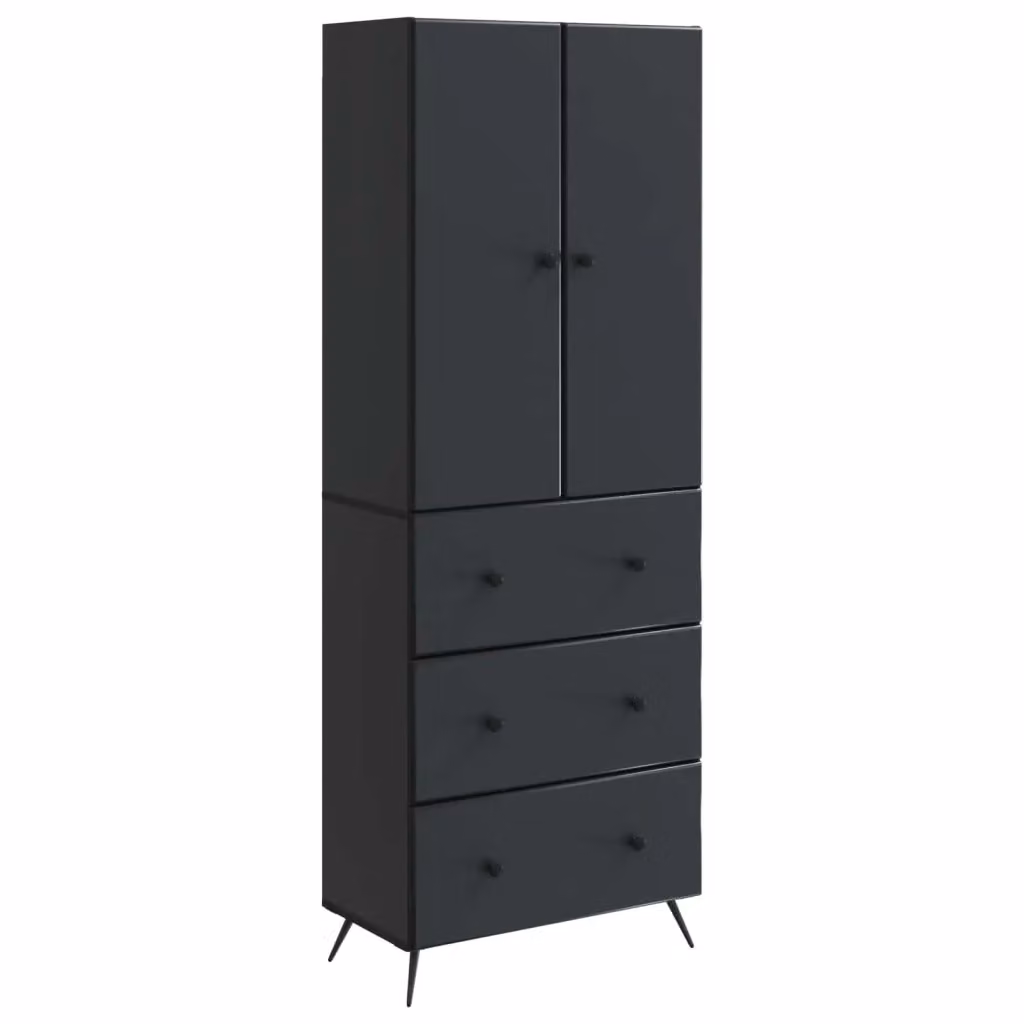 Set di 2 armadi moderni vidaXL con ante scorrevoli in nero opaco, dotati di ripiani e cassetti interni, L/P/H: 66 x 34,5 x 90 cm – 2