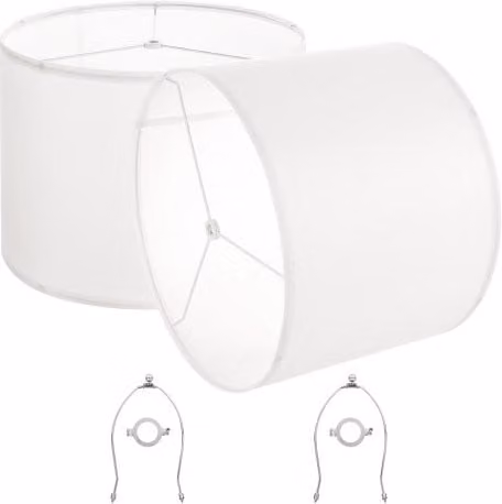 Set da 2 Paralumi a Tamburo VEVOR in Lino Bianco con Arpa per Lampade da Tavolo, da Terra o a Sospensione, L/P/H: 40 x 40 x 30 cm
