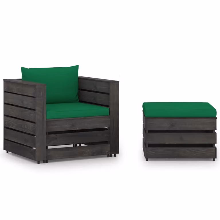 Maison Exclusive - Set da giardino a 2 pezzi con cuscini, grigio, in legno trattato