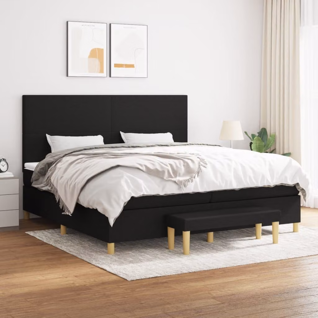 vidaXL Letto boxspring con materasso nero 200x200 cm in tessuto - Letto boxspring - Boxspringbetten - Bett - Schlafzimmermöbel