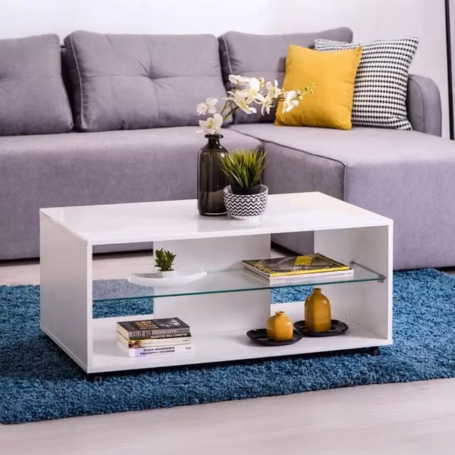 Tavolino da salotto moderno DMORA bianco L: 101 cm, P: 60 cm, H: 45 cm – 1