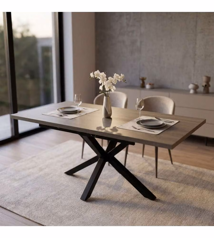 Cosma Tavolo Allungabile Grigio 160/200 x 90 cm in Melamina Moderna