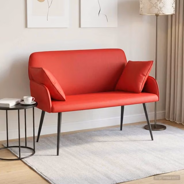 Divano a 2 posti con gambe in metallo 2 posto Rosso Similpelle 42051012
