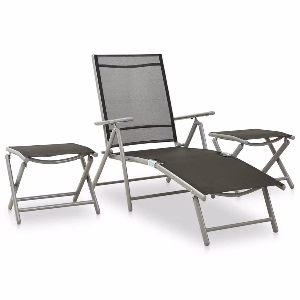 The Living Store Set da giardino 3 pezzi Textilene e alluminio argento