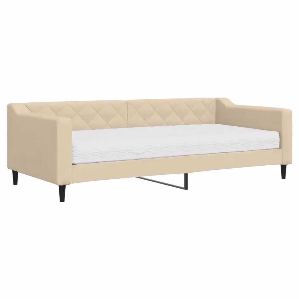 Divano Letto Moderno vidaXL in Tessuto Beige con Materasso 90x200 cm – 2