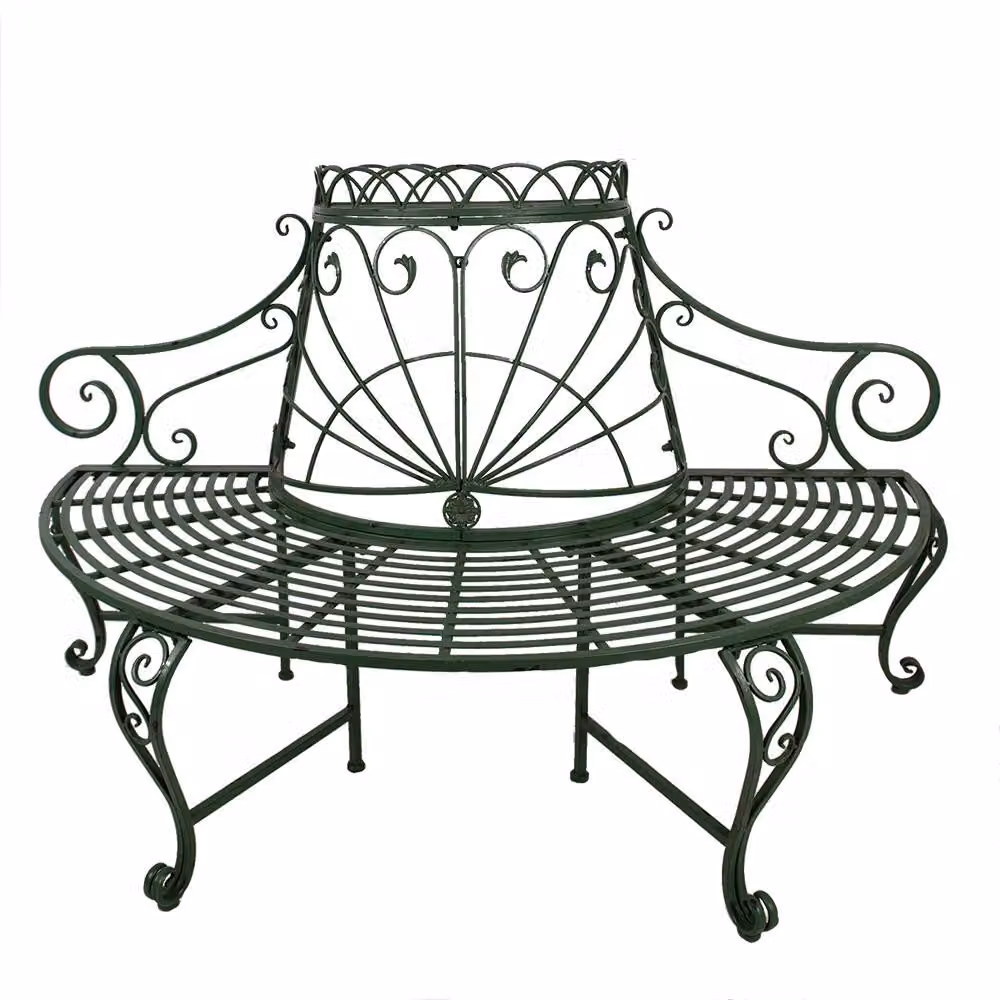 Panchina da giardino Clayre & Eef 167x84x102 cm in metallo verde