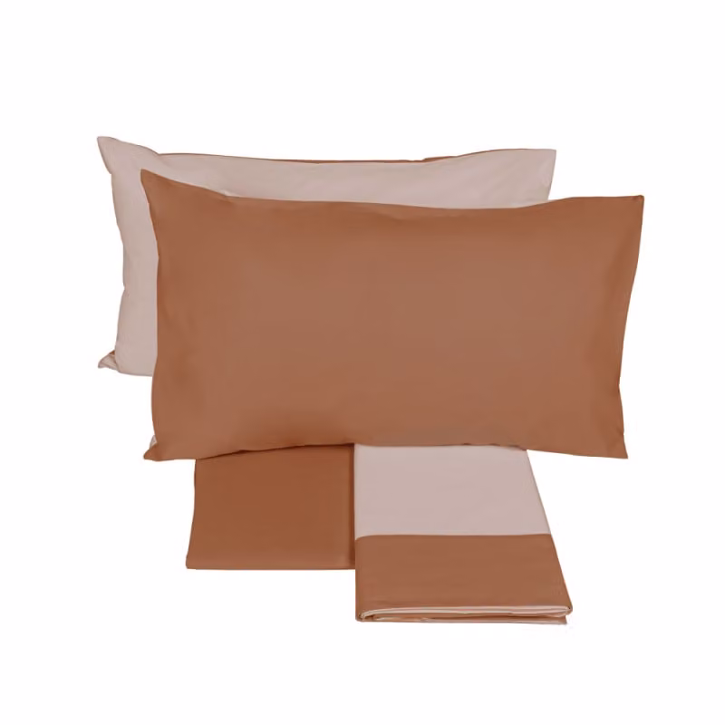 DIALOGO Completo lenzuola - Taglia: 2 piazze,Colore: DIALOGO - DUSTY PINK + SANDALO