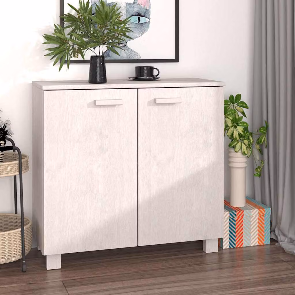 Credenza moderna vidaXL HAMAR bianca in legno di pino e MDF, L 85 cm x P 35 cm x H 80 cm – 1
