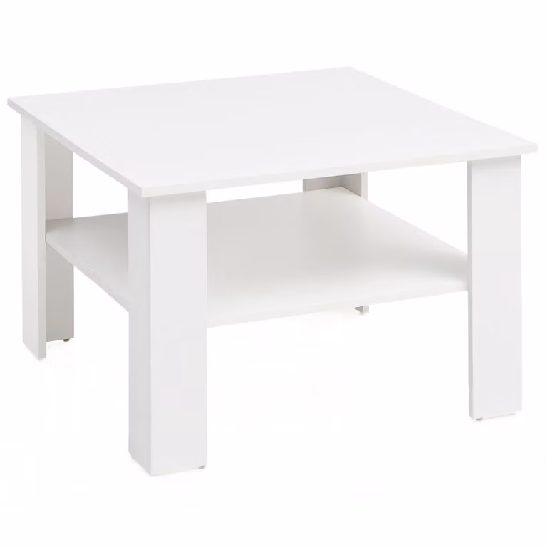 Tavolino WL5.834 Bianco 60x42x60 cm Tavolino di design in legno con