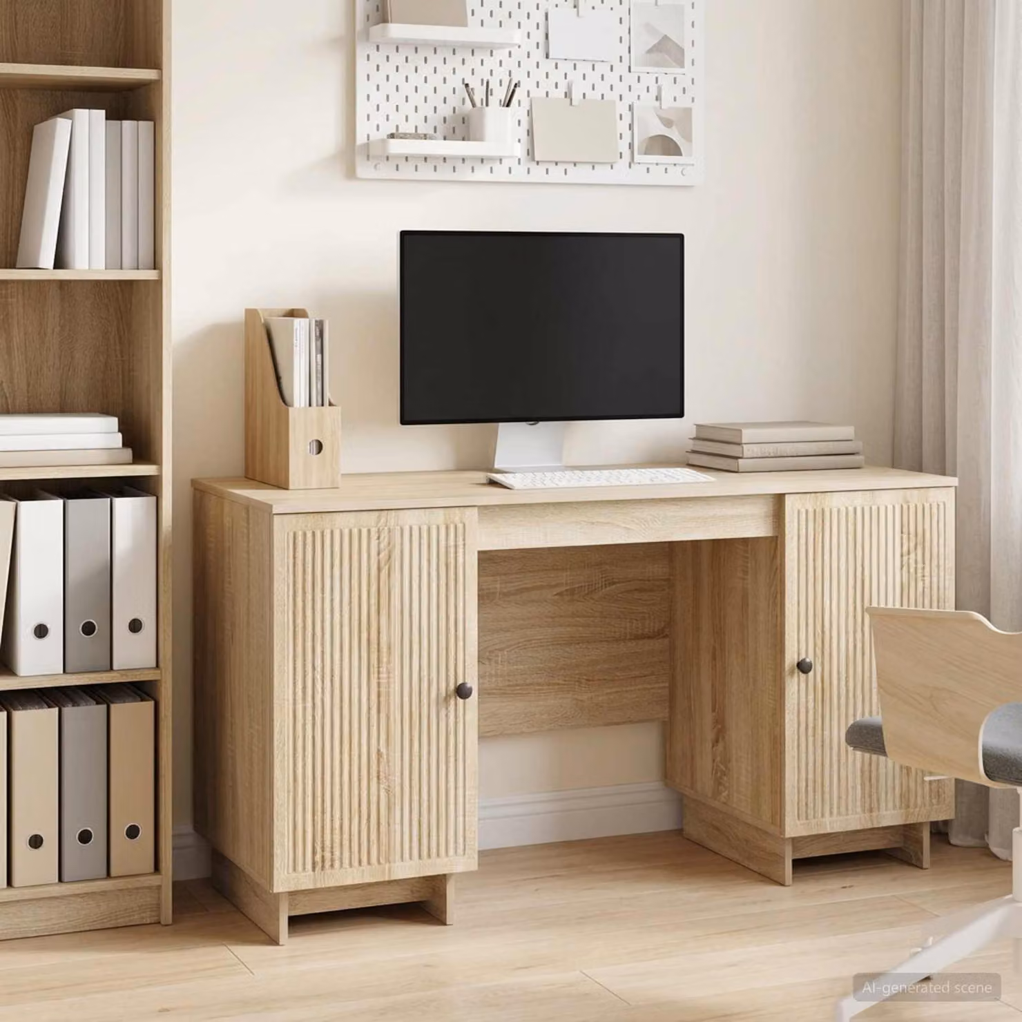 Maison Exclusive - Scrivania in rovere Sonoma, materiale derivato dal legno, 142,5 x 50 x 75 cm