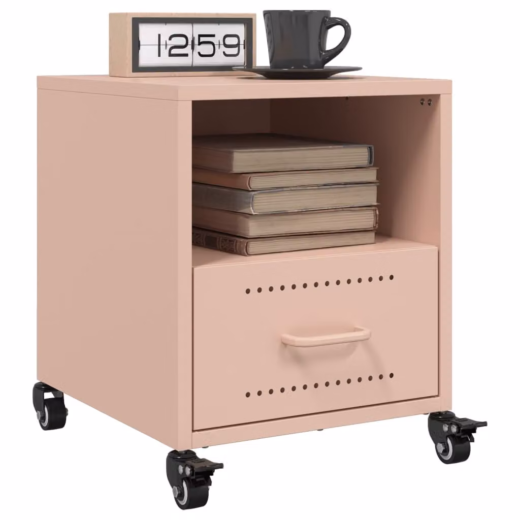 Set di 2 comodini vidaXL in metallo rosa opaco L/P/H: 36 x 39 x 43,5 cm
