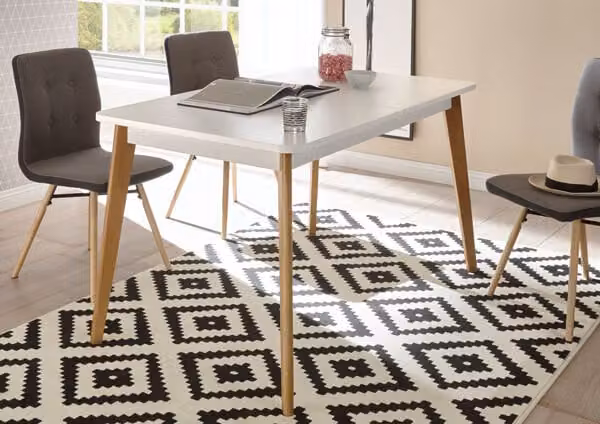Tavolo da pranzo Merle 140-180x80cm rovere riviera / bianco opaco Tavolo da sala da pranzo Tavolo da cucina