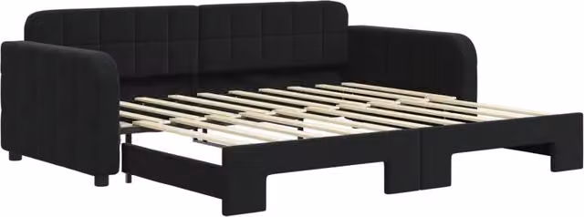 Divano letto | Sof¨¤ letto | Letto singolo Estraibile Nero 90x190 cm in Velluto