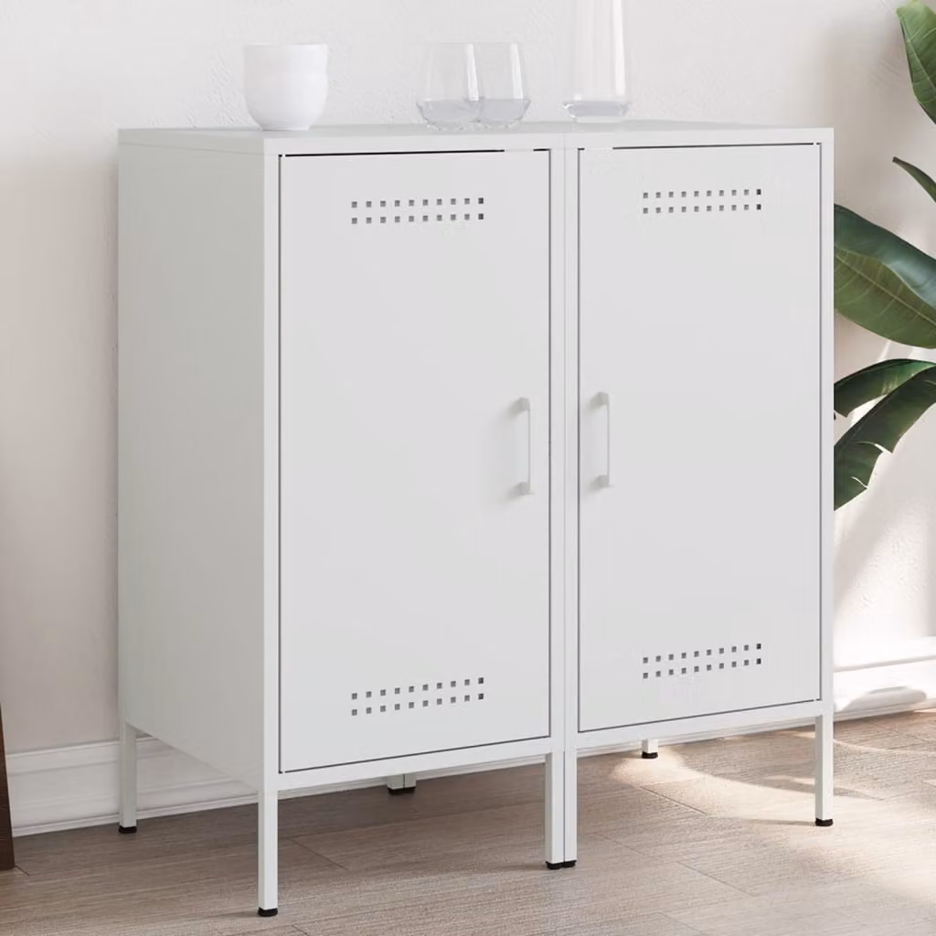 Set di 2 credenze vidaXL in metallo bianche stile industrial L/P/H: 36 x 39 x 79 cm