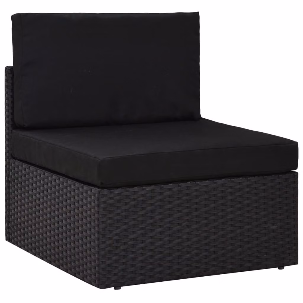 vidaXL Set da salotto da giardino 9 pezzi con cuscini in polirattan nero