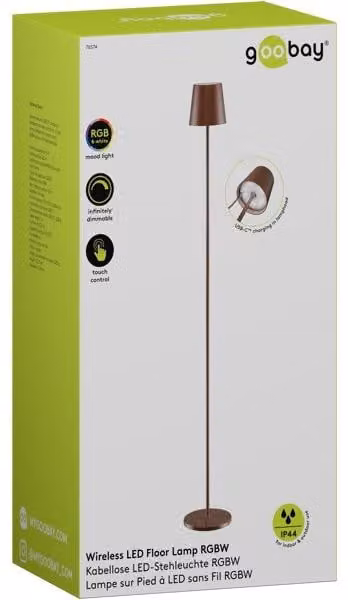 Lampada da terra LED senza fili, taglia XL, 122 cm, RGBW, color rame