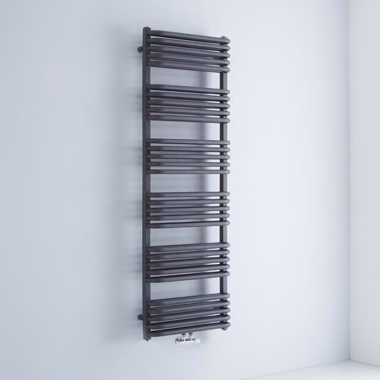 Scaldasalviette Termoarredo Bagno Curvo con Attacco Centrale - Antracite - 1533 x 500mm - 1190W - Arch