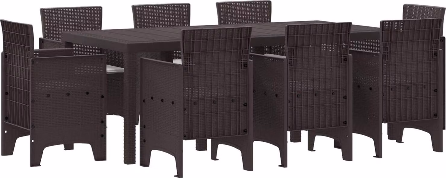 Maison Exclusive - Set da pranzo per esterno, 9 pezzi, colore marrone, in polipropilene