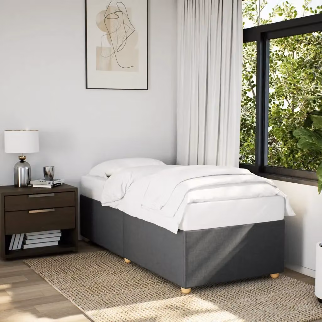 Letto singolo per adulti Design In in tessuto grigio con doghe in legno L/P: 90 x 200 cm – 2