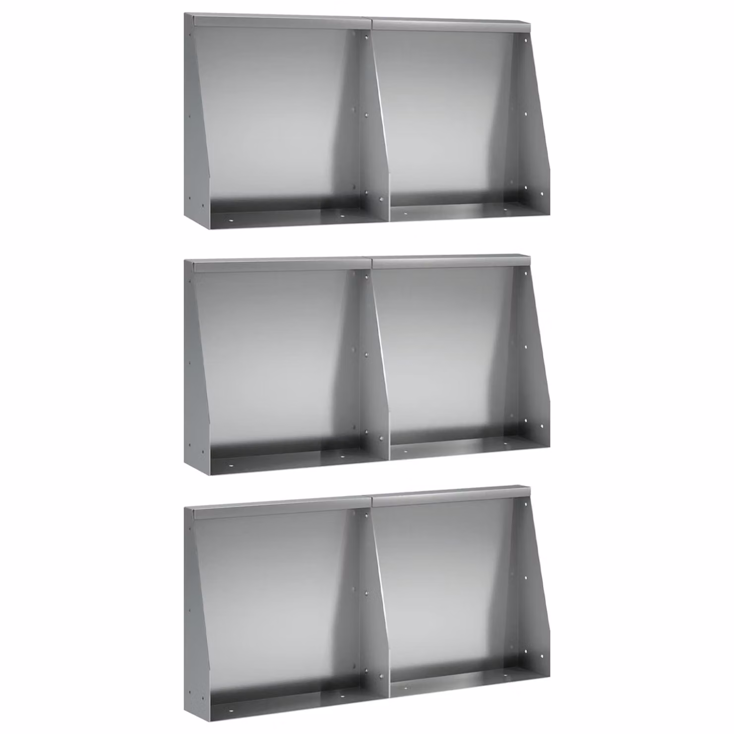 Set di 6 pezzi muro di contenimento per aiuole rialzate vidaXL in acciaio zincato argento, L: 40 cm, H: 40 cm, P: 12 cm