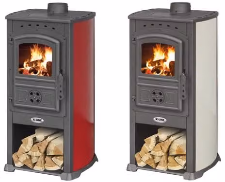 Stufa Riscaldamento a Legna con Struttura in Acciaio 7,3 kW Koral - Beige