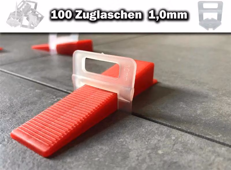 100 linguette di trazione 1,0 mm - Sistema di livellamento piastrelle KACHEL GOTT®