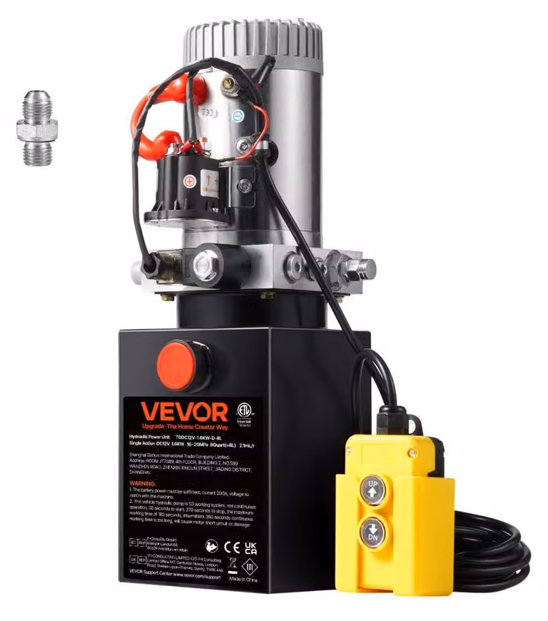 Pompa idraulica a semplice effetto - 12 V, potenza: 1600 W, capacità: 8 litri, materiale: acciaio