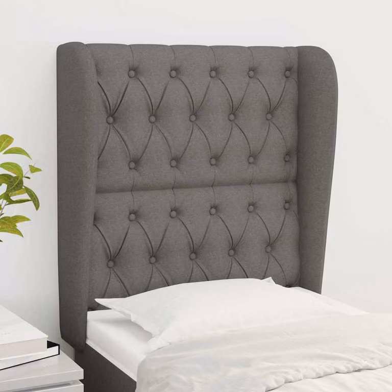 Testiera ad orecchio vidaXL in tessuto grigio scuro L: 83 cm, P: 23 cm, H: 118/128 cm